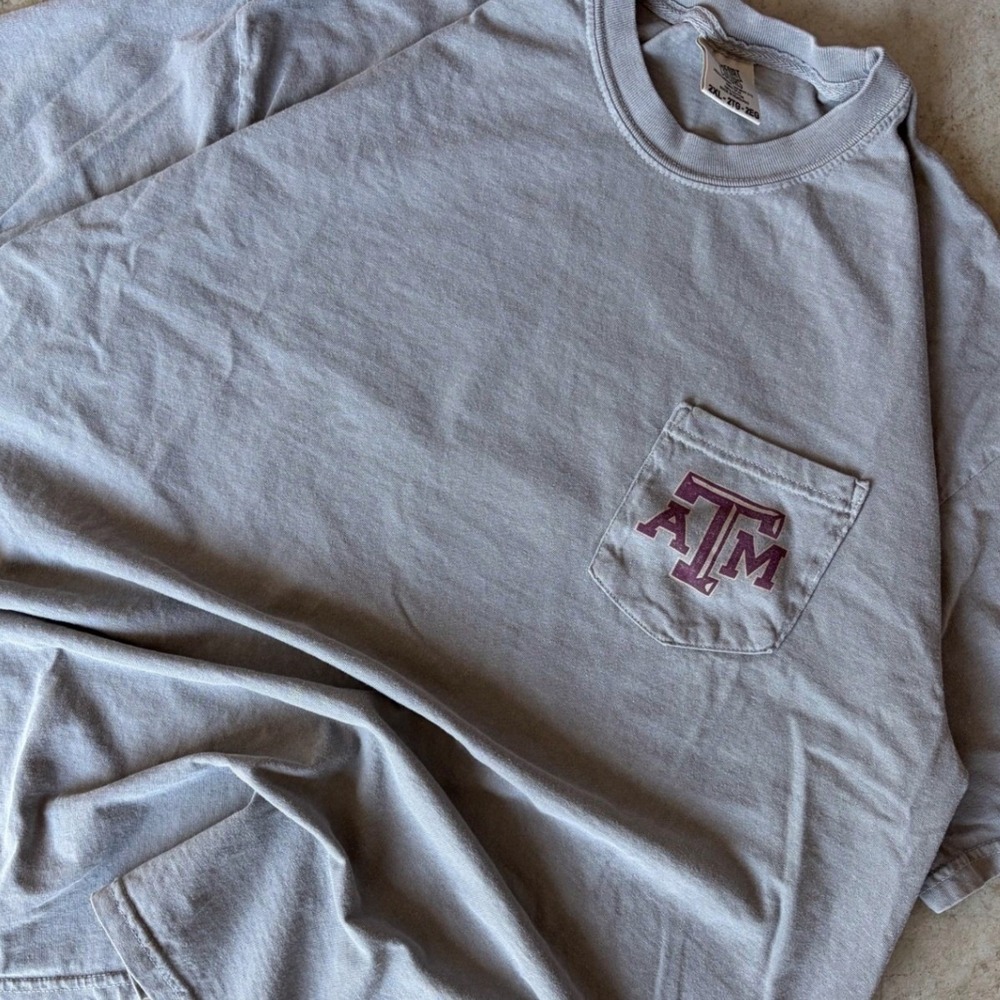 Comfort Colors Texas A&M University T-Shirt Mens 2XL Grey Pocket Tee 12th Man - Picture 4 of 9